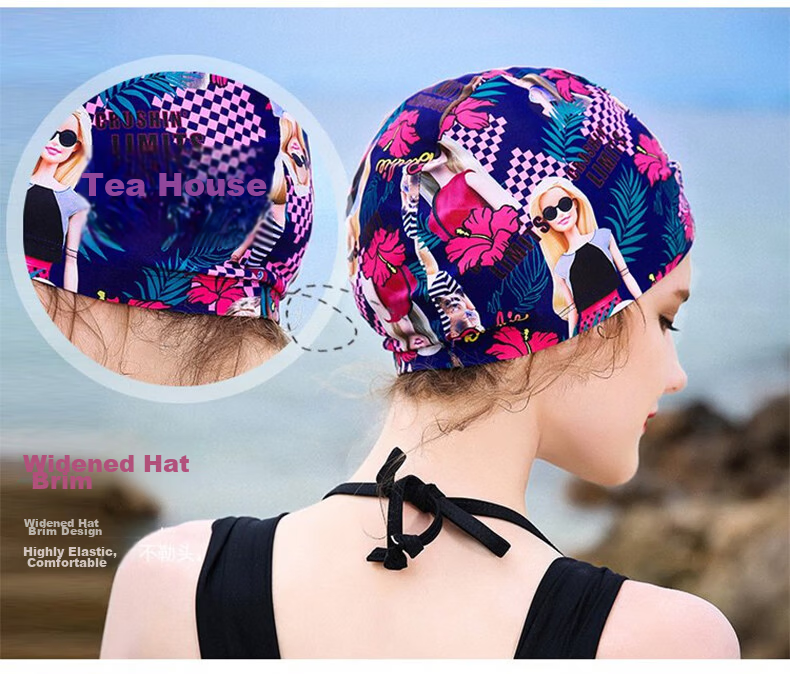 Barbie Fashion Printed Long Hair Ear-Protecting Swim Cap Women's Swimsuit Fabric High Elasticity Comfortable Quick-Dry Breathable Swimming Gear 3