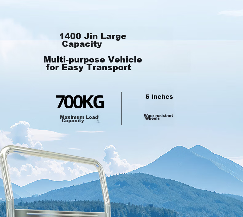 Leyoubaiyi Small Cart Flatbed Trolley, 90*60cm 5-Inch TPR Quiet Wear-Resistant Four-Wheel 1000 Jin Capacity, Renovation Small Trailer Moving Hand-Pulled Cart Foldable 4