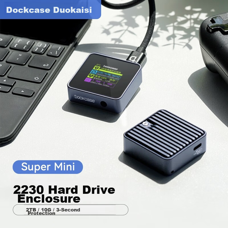 DOCKCASE Dockcase 2230 Portable M.2 NVMe SSD Enclosure External Hard Drive Case SSD Reader Compatible with iPhone 16/17, Laptop, MacBook Expansion