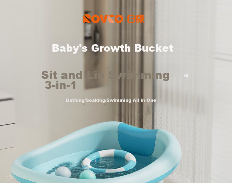 Rikang Bathtub, Children's Bathing Tub, Baby Swimming Tub, Home Bathtub with Free Bath Stool, Blue X1002-1 1