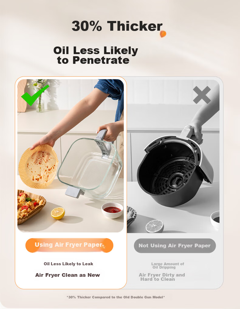 Suncha Air Fryer Special Paper Baking Tray Oven High Temperature Resistant Oil Absorption Food Grade Thickened Silicone Paper Round 100 Pieces 4