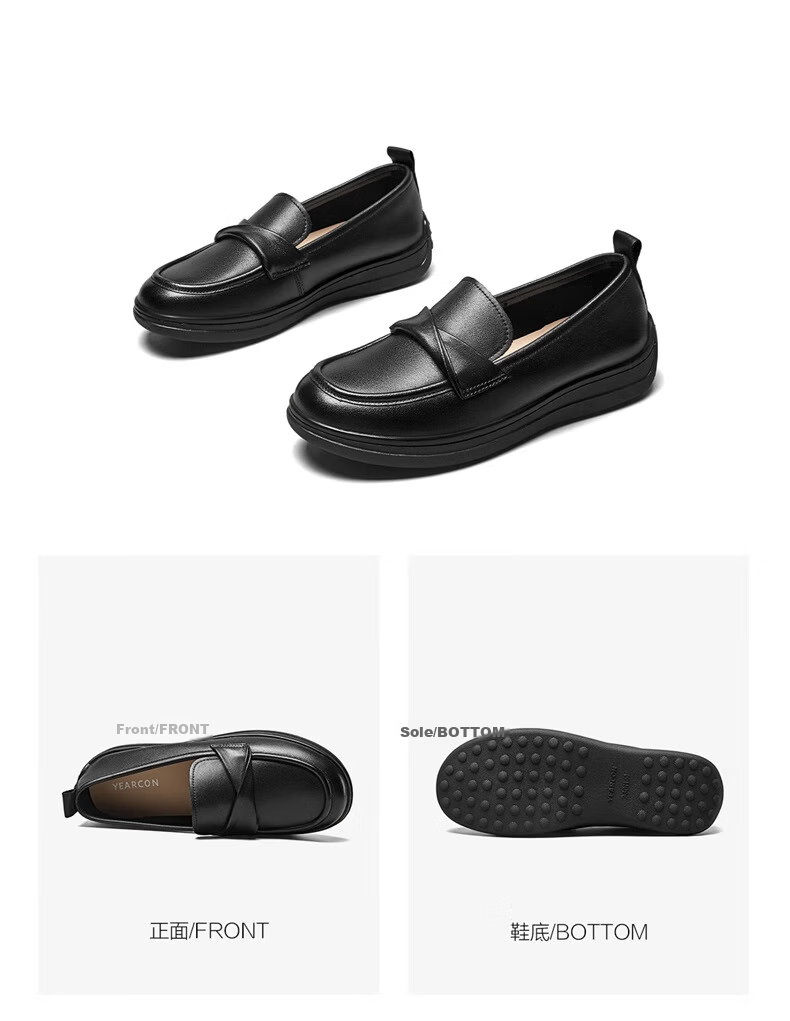 Eierkang Women's Loafers Soft Sole Autumn Mom Shoes Flat Single Shoes Nurse Shoes 26459W Black 37 12