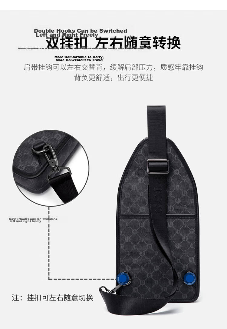 GOLF Men's Large Capacity Chest Bag Printed Crossbody Shoulder Bag Casual Business Small Backpack Phone Bag Trendy Sports Bag 8