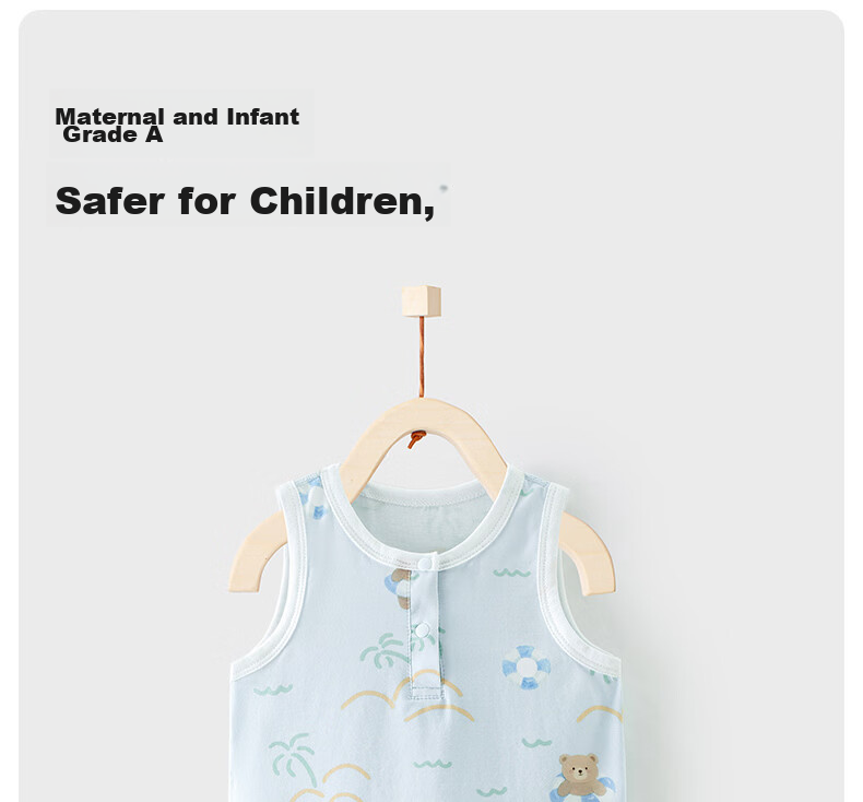 Happy Little Bear Summer Thin Molded Romper Baby Antibacterial Mite-Resistant Triangle Bodysuit Infant Class A Sleeveless Jumpsuit 20