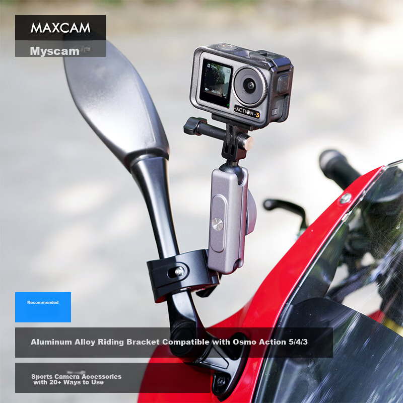 MAXCAM Mount Clamp Accessory for DJI Osmo Action 6/5/4 Sports Camera Bicycle Electric Mountain Off-road Motorcycle Riding Holder