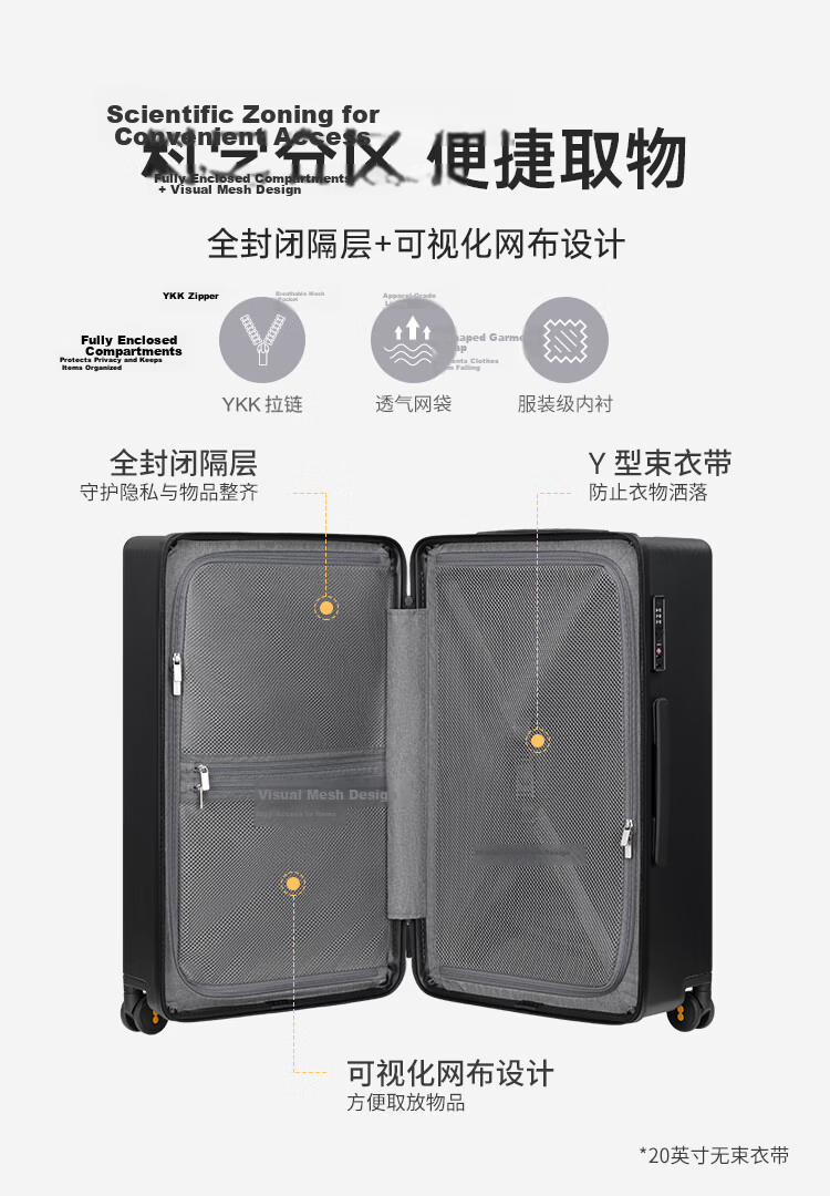 LEVEL8 20-inch Carry-on Luggage Unisex Student Travel Suitcase Spinner Trunk with TSA Lock Black 12