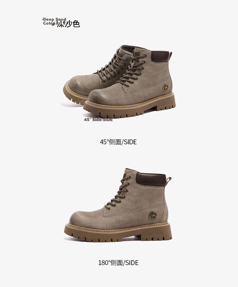 CAMEL [Shanyue] Women's Work Boots, Trendy Thick-Soled Martin Boots, L25W076018A, Khaki (Suede), Size 36 72