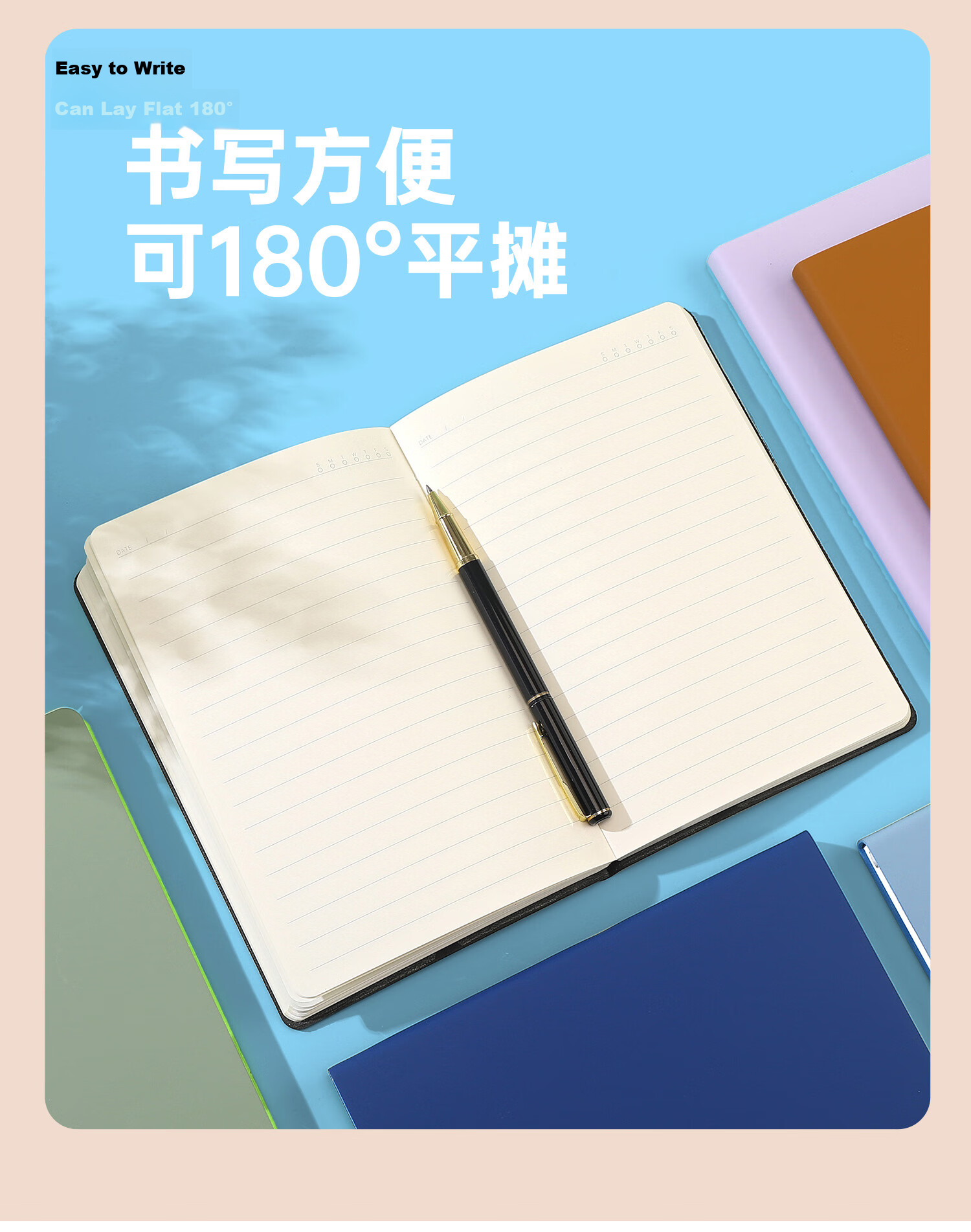 AoHuan Notebook Simple 200 Pages Thickened A5 Sheepskin Cover High-Value Business Journal Work Meeting Diary Student Customizable Logo Gift Box Single Navy Blue 9