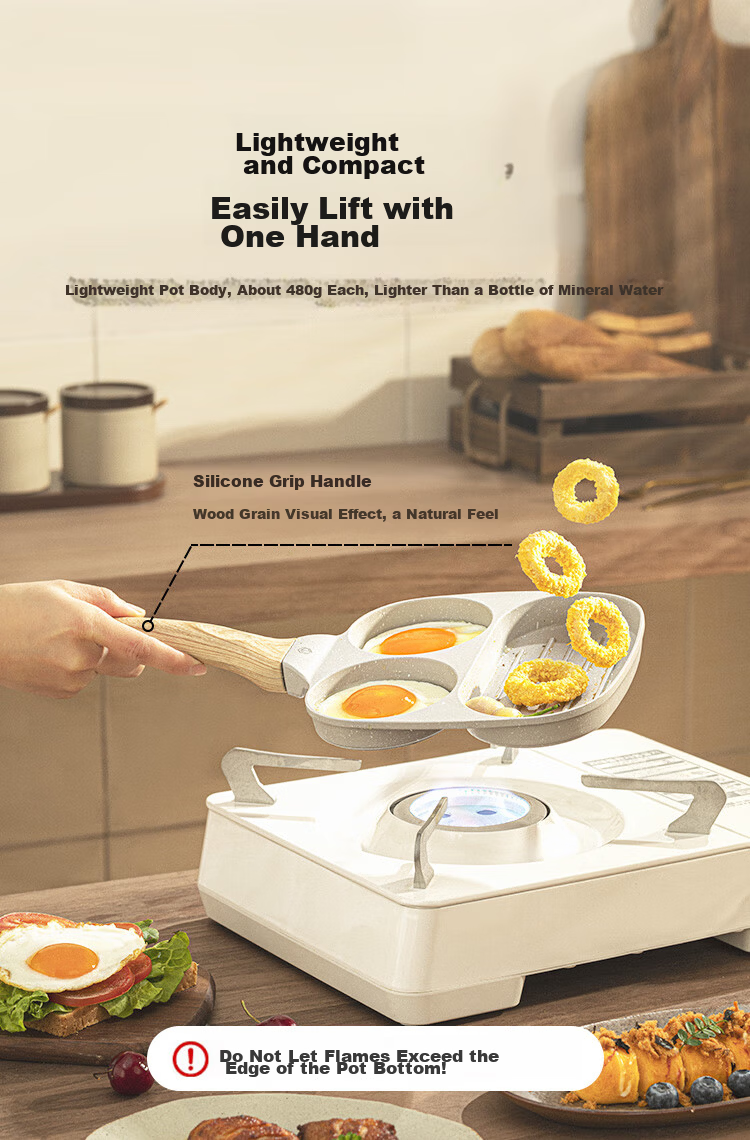 JD Jingzao Breakfast Pan Household 3-in-1 Multifunctional Maifan Stone Non-stick 19cm Frying Pan for Eggs and Steak 9