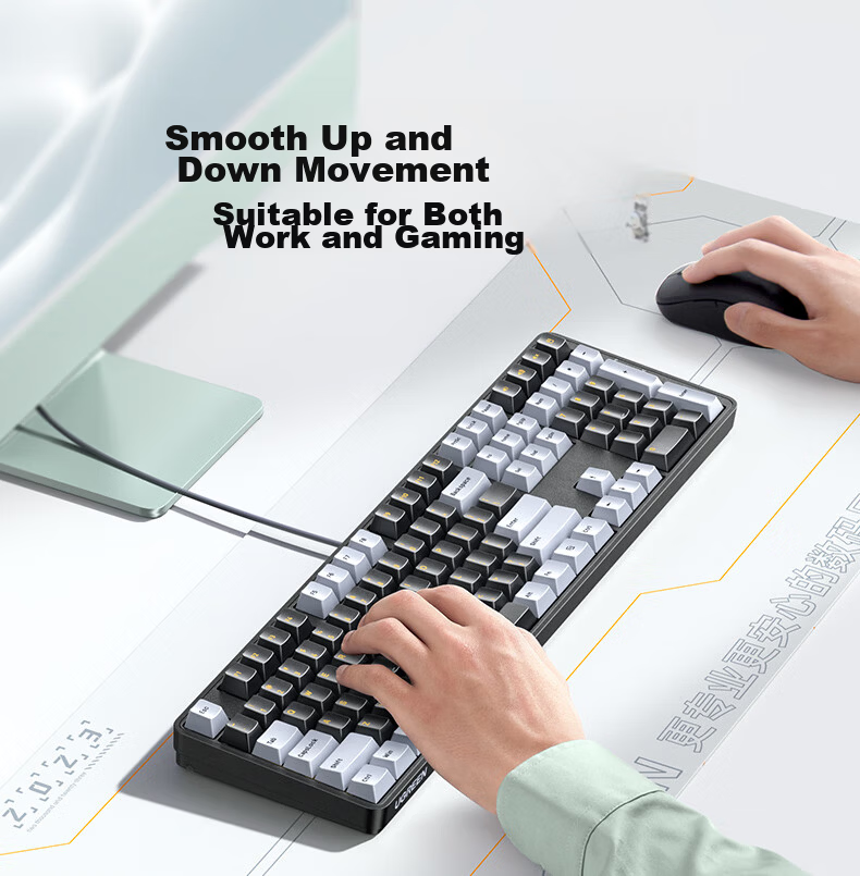 UGREEN KU103 Wired Backlit Mechanical Keyboard Silent Red Switch 108-Key Full Size Anti-Ghosting PBT Keycaps for Gaming and Office Use 4