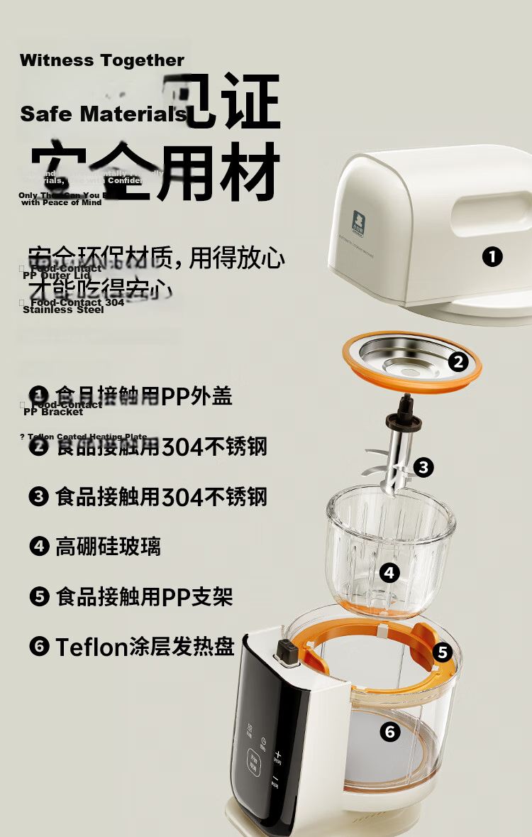 Little White Bear Baby Food Processor Infant Food Steamer Cooker Blender Multi-Function Food Maker Single Cup with 6-Blade 6057 25