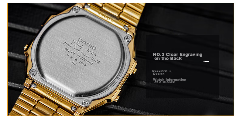 Casio Retro Square Digital Watch for Students, Unisex, A168WERB-2A 8