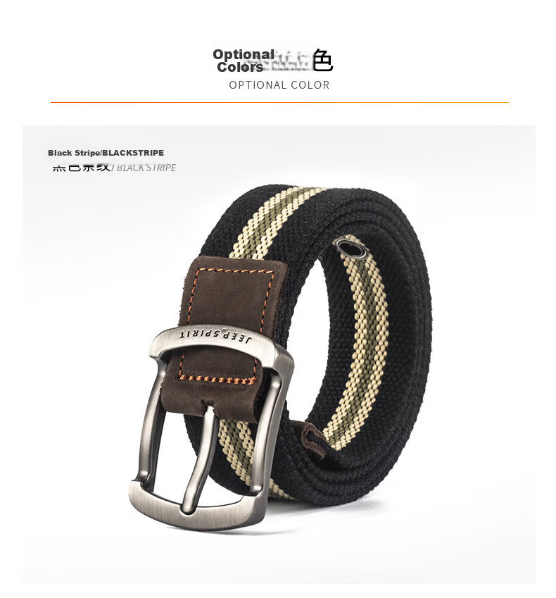 JEEP SPIRIT Men's Canvas Belt Durable Fashion Waistband Korean Style 9