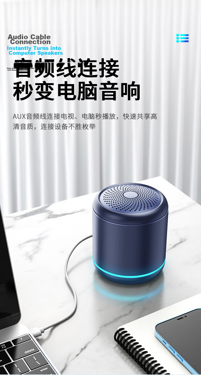 SADA Bluetooth Speaker Heavy Bass Wireless Mini Portable Outdoor Charging Speaker V8 with 3D Surround Sound and TF Card Slot 3