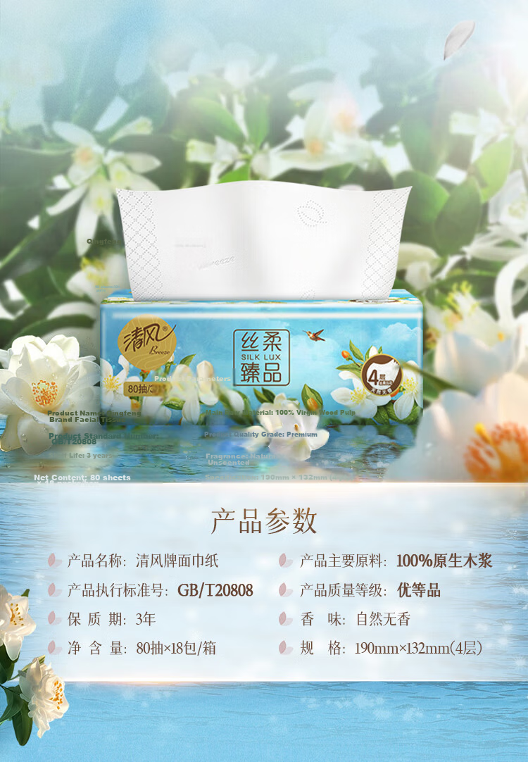 APP Facial Tissues, Silky Premium 4-Ply 80 Sheets * 20 Packs S Size, Toilet Paper, Thick Tissues, Face Towels, Whole Box 7