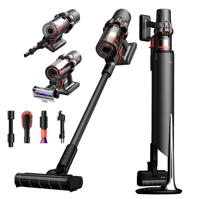 Deerma T50station Cordless Handheld Vacuum Cleaner with Self-Emptying Dustbin, 270AW Suction Power, 90-Minute Runtime, Anti-Tangle, 90-Day Maintenance-Free