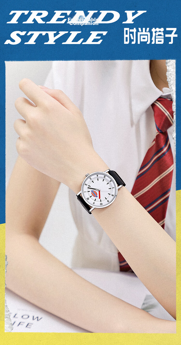 Dickies Student Watch with Calendar, Luminous, for Teenagers And High School Students, Analog Silent Exam Watch, Boys' Model CL-750 White 5