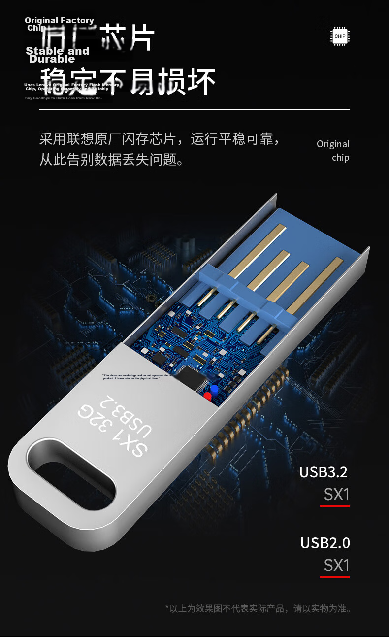 Lenovo 64GB USB2.0 Flash Drive, SX1 Speed Core Series, Gunmetal Color, Durable Metal Design, Essential for Business And Office Use 4