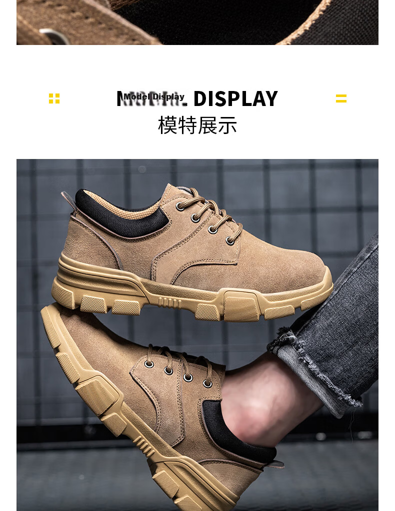FUCHENG Safety Shoes for Men, Breathable Steel Toe Cap, Anti-Smashing, Anti-Puncture, Wear-Resistant Cowhide, Comfortable Work Protective Safety Shoes 267 Size 42 8