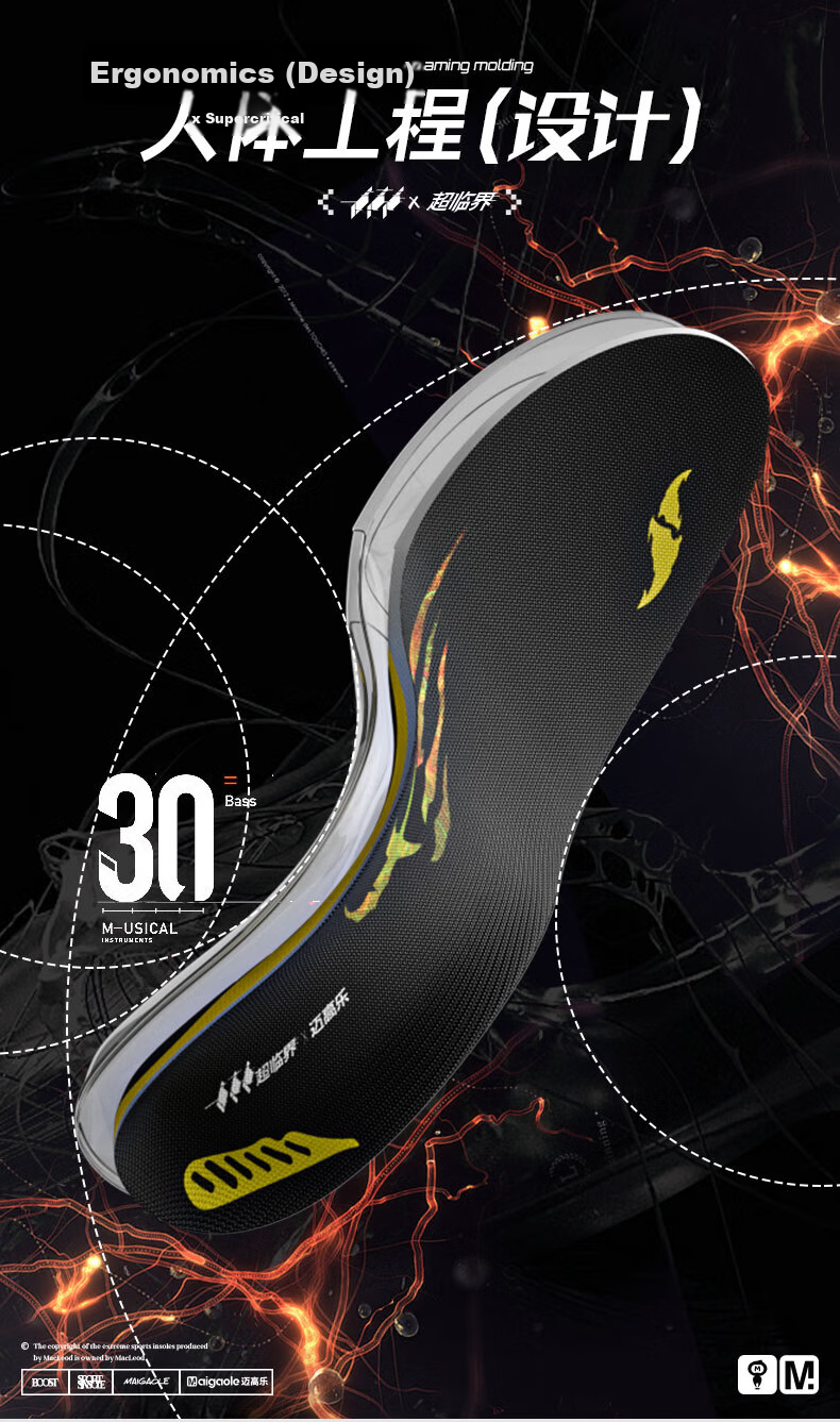 Maigaole Supercritical, Approximately 80% High Rebound, Explosive Arch Support, Basketball Sports Shock-Absorbing Pain-Preventing Insoles, Size 35-37 7