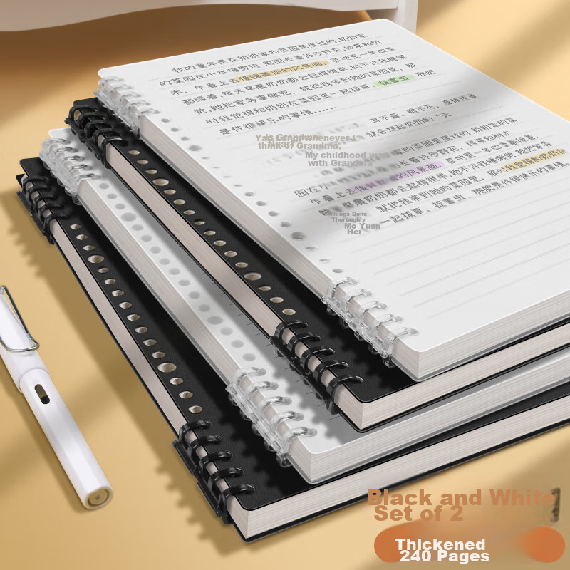 XinshiDa B5/120 Pages Cornell Style Loose-Leaf Notebook Thickened Math Ruled Paper Binder for Middle and High School Students Exam Preparation Study Reading Record