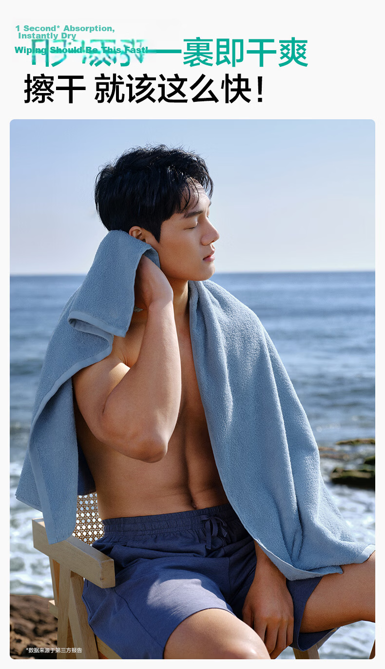 PurCotton Towel, Lint-Free, Extra Large And Thick, Antibacterial, Soft, Highly Absorbent, Bamboo Green, 32*70cm 7