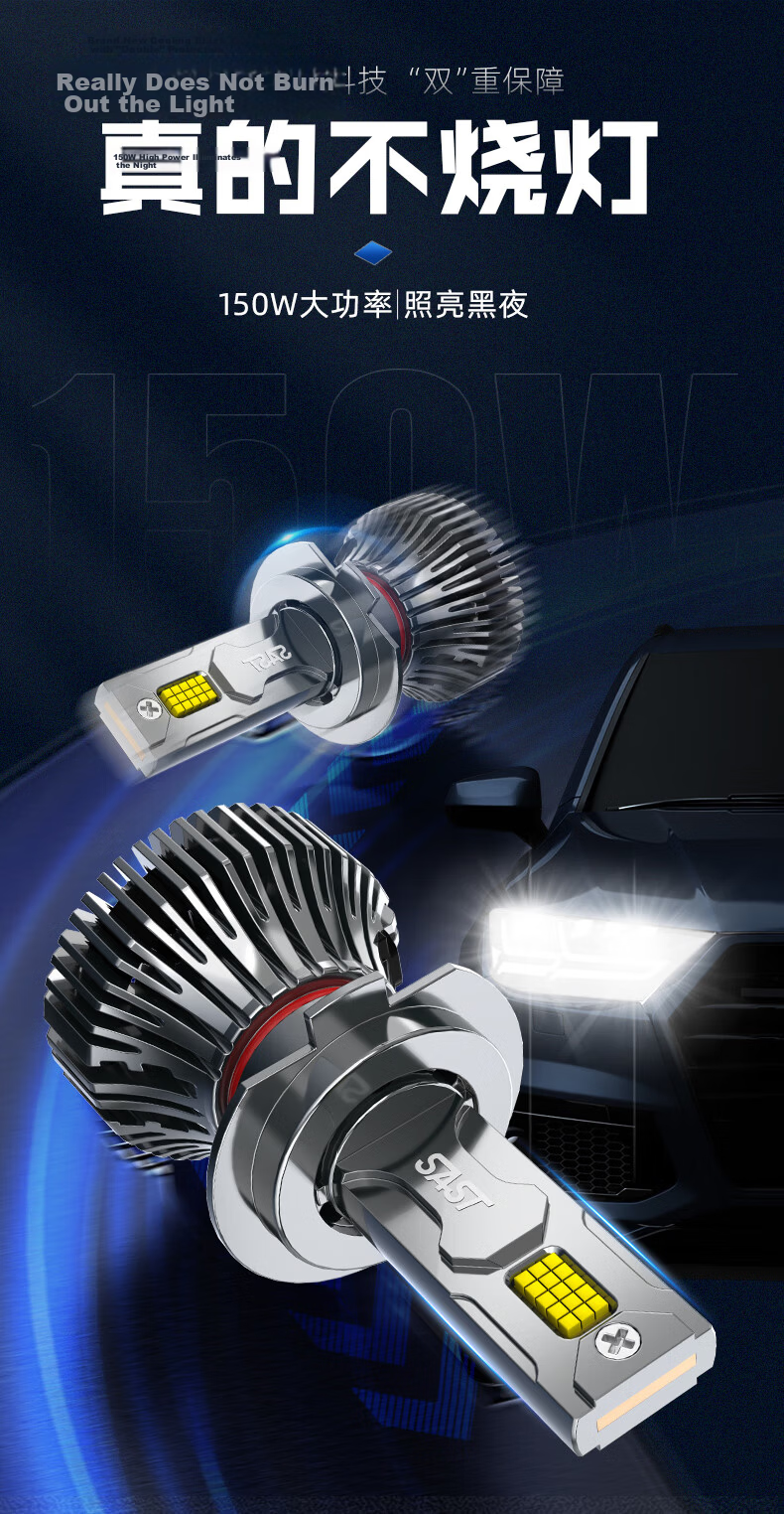SAST Car LED Headlight Bulb Modification, Laser Car Light, Ultra-Bright High Beam And Low Beam, H1 [2-Pack] 2