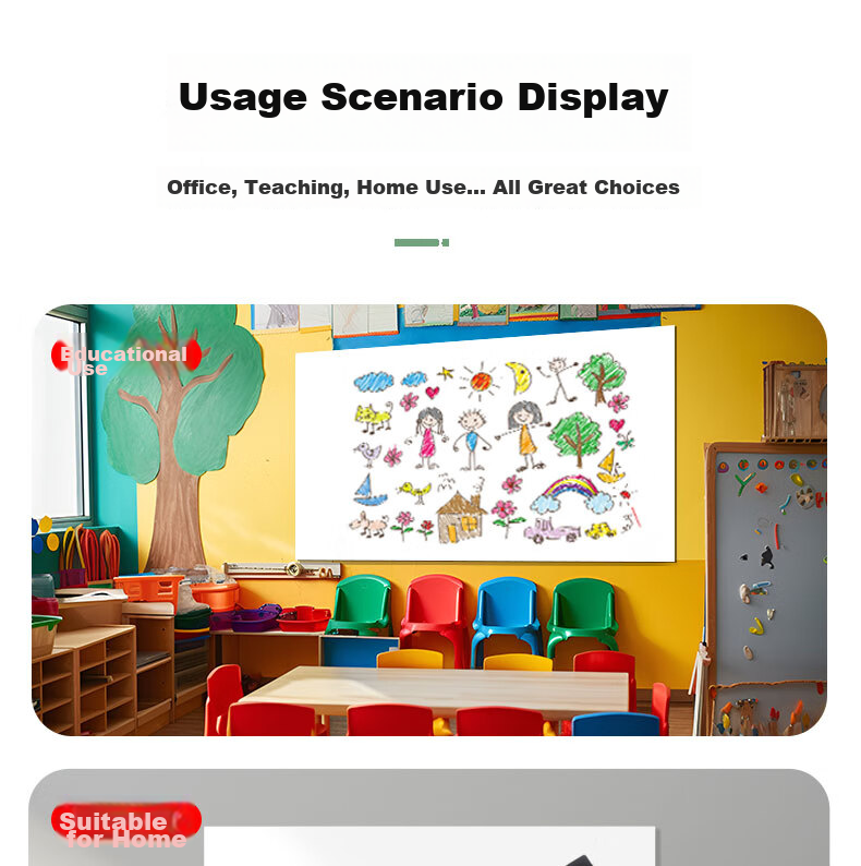 Zhizuan, 50x100cm Whiteboard Wall Sticker, Non-Damaging to Walls, Removable Magnetic Graffiti, Soft Whiteboard Writing Board, Hanging Small Blackboard, Office Meeting Teaching Home Use Erasable Small Whiteboard Paper 6