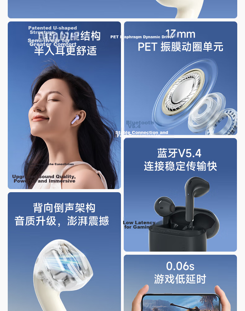 EDIFIER Zero Air True Wireless Bluetooth Earbuds, Semi In-Ear Headphones, Wireless Earphones, Lightweight And Comfortable, Compatible with Apple, Huawei, Xiaomi Phones, Smoke Pink, Graduation Gift 3