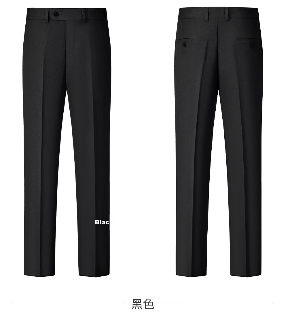 ROMON Men's Formal Suit Set Wool Blazer Vest and Trousers Black 2XL 31