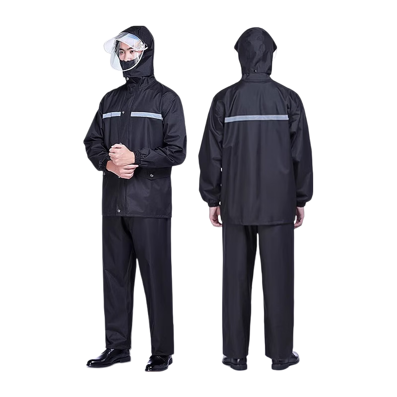 Beimei Thickened Two-Piece Raincoat and Rain Pants Set Double-Layer Waterproof Motorcycle Rainwear for Adults Unisex Delivery Suit