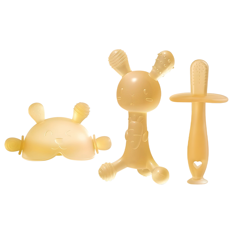 DOCTOR MA Baby Teether Mushroom-Shaped Teether Toy Set - 3 Pieces, Anti-Thumb Sucking Teething Toy for Infants