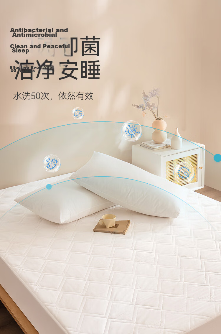 JD Original Soft Padded Fitted Sheet, 120g Thickened Washable Brushed Class A Mattress Protector Cover for 1.8m Bed, White 9