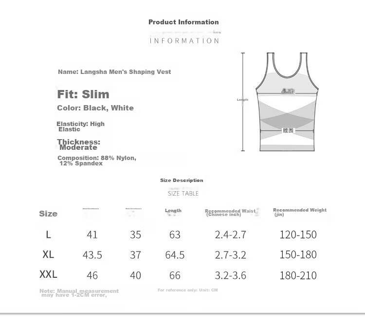 LangSha Men's Slimming Vest Waist Shaping Body Shaper Breathable Mesh Compression Chest Binder Fitness Tummy Control 11