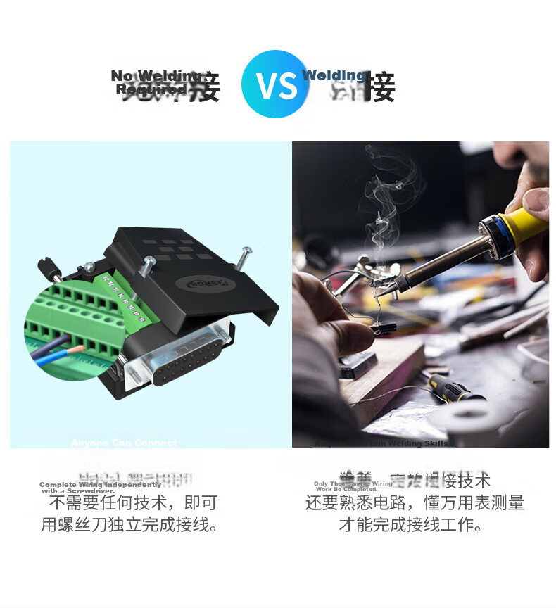 Kesi Future DB25 Solderless Connector 25-Pin Adapter Terminal Parallel Port Solderless Screw Female Connector KS-D-D25F 2