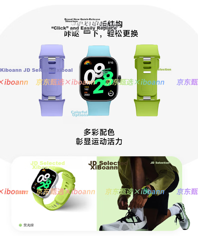 Iboann TPU Silicone Quick-Release Strap for Redmi Watch 5/6, Redmi Watch 4, Xiaomi Mi Band 9 Pro and 8 Pro Accessories 12