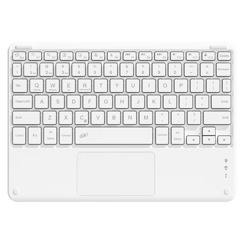 B.O.W Hangshi HB321 Rechargeable Wireless Bluetooth Smart Touch Keyboard 86 Keys Ultra-thin Portable Keyboard for Mobile Phones Tablets iPad Computers Apple Xiaomi Huawei Office Keyboard White