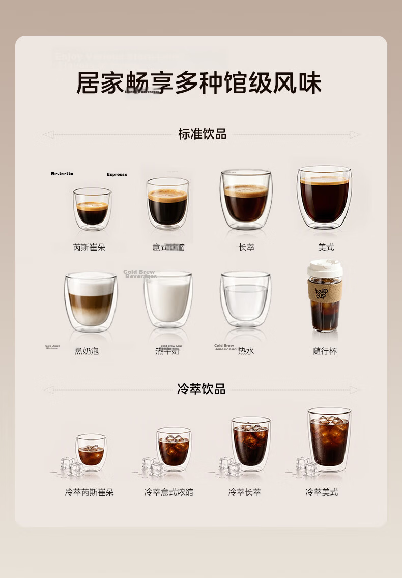 Midea [Hot Upgrade] Barista Fully Automatic Coffee Machine New Cold and Hot Dual Extraction Integrated Grinder Home Italian Espresso Milk Frother Bean Grinder MA-ACCXE15 20