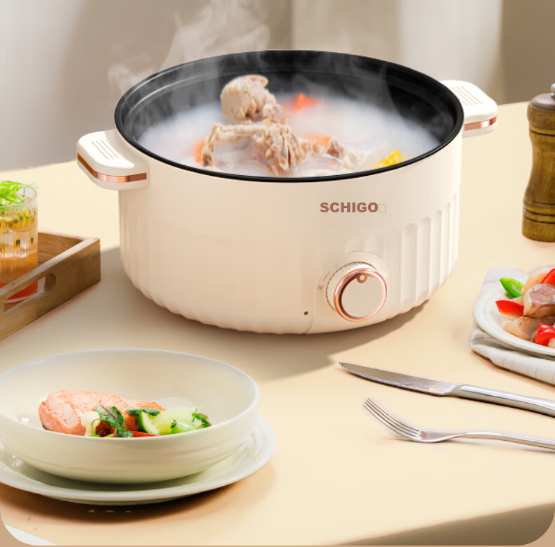 CHIGO Titanium-Containing Electric Cooking Pot 2.5L, Electric Steamer Pot, Dormitory Instant Noodle Small Electric Pot, All-In Multifunctional Electric Hot Pot, Specialized Pot for Electric Hot Pot, Suitable for 1-2 People, YGJX-49 21