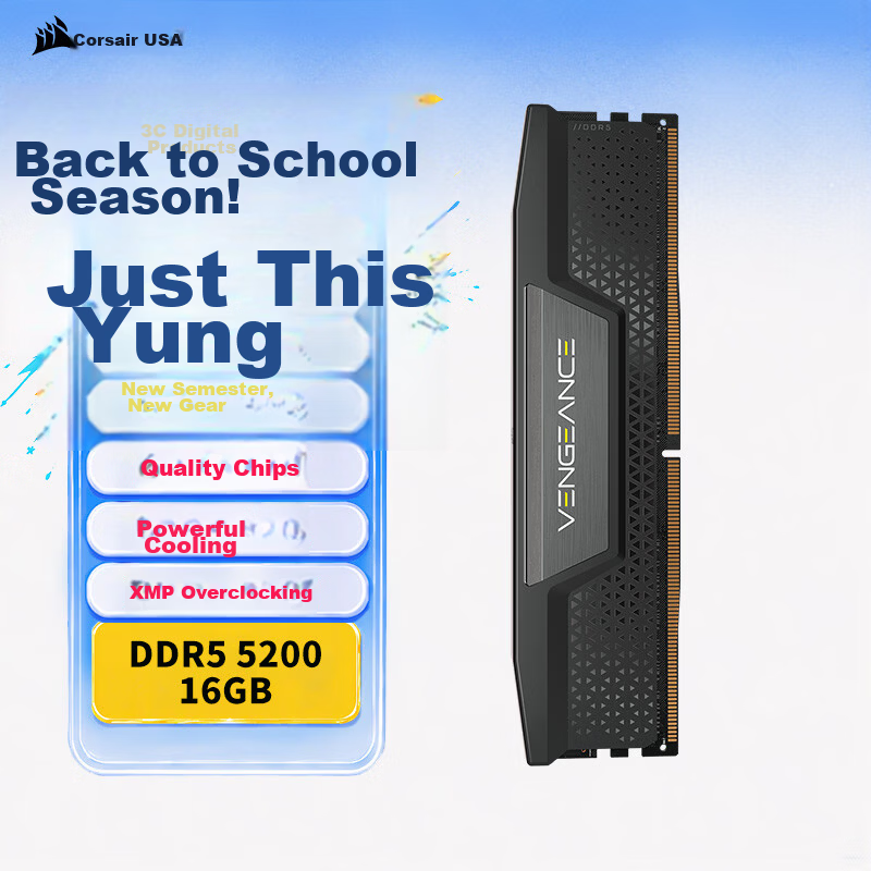 USCORSAIR 16GB DDR5 5200 Desktop Memory RAM Vengeance Series Gaming Module