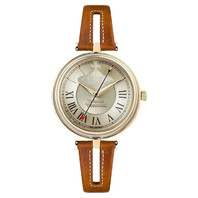 Vivienne Westwood Women's Leather Strap Watch, Birthday Gift for Girlfriend, Valentine's Day Present VV168GYTN
