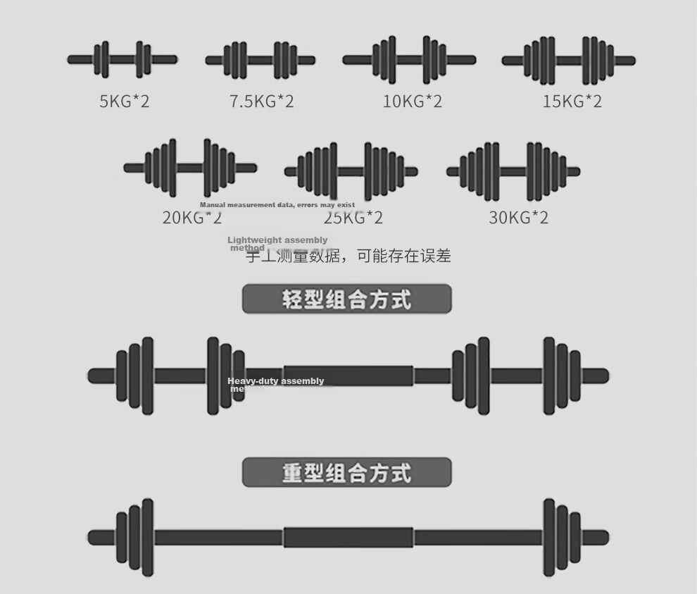 PROIRON Puli'ai Adjustable Pure Iron Dumbbell Set for Men's Home Fitness, 20KG Barbell + 35cm Connecting Rod 16