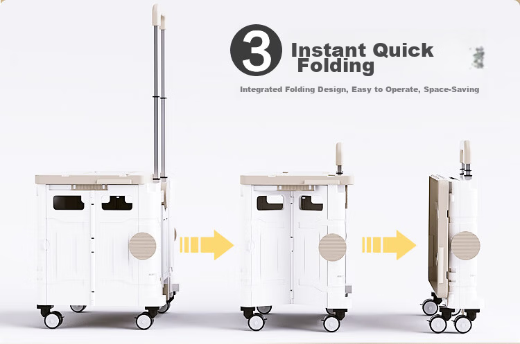 JD Original Folding Supermarket Shopping Cart, Outdoor Folding Small Trolley, Utility Cart, Hand Truck, Luggage Cart with Handle, Large Size 60L 4