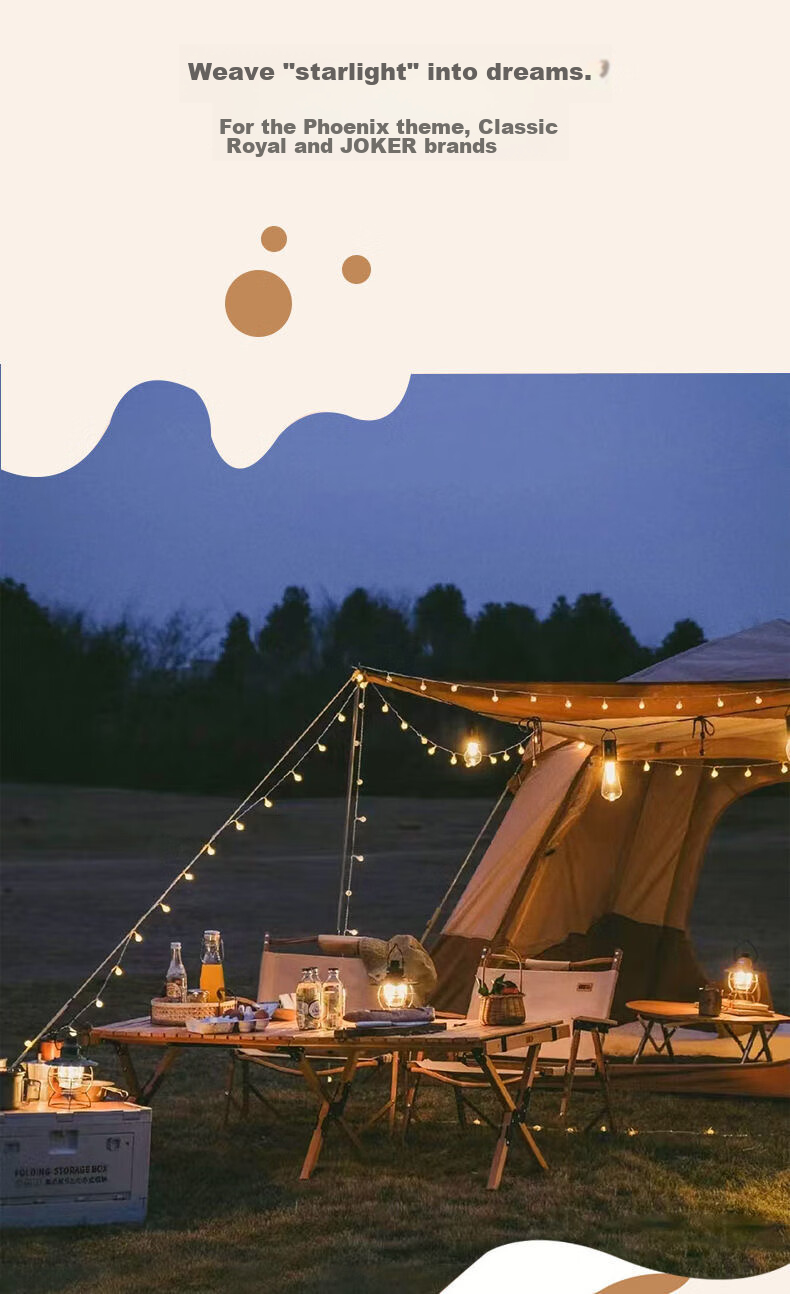 MOTIE LED String Lights for Outdoor Camping, Colorful Flashing Lights for Canopy Tent Decoration, 10 Meters Long with 80 Lights, USB And Battery Powered Options Available 4