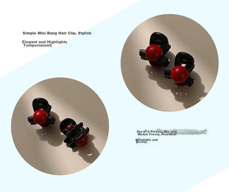 CHIMERA Red 2-Piece Small Hair Claw Clips Princess Side Bang Hair Clips Hair Accessories for Women Birthday Gift 2