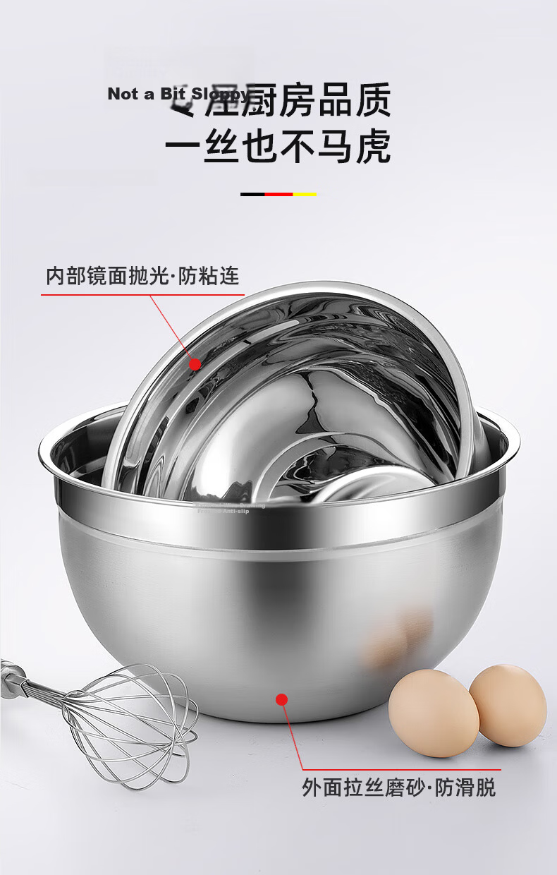 Newair Deep Splash-Proof Mixing Bowl, Baking Tool for Home Use, Dough Kneading Bowl, Cake Mixing Bowl, Cream Whipping Bowl, Stainless Steel 8