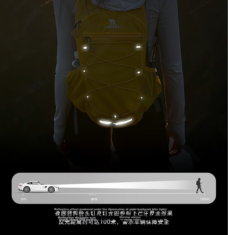 CAMEL Honey Bee Backpack Hiking Sports Bag for College Students, Trail Running, Cycling, Outdoor Travel, Mountaineering Bag, Light Gray 22