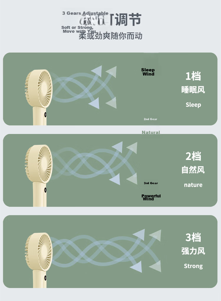 Newmine Handheld Mini Fan Portable Desktop Outdoor Student Dormitory Office Rechargeable Small Electric Fan High Wind Power White 8