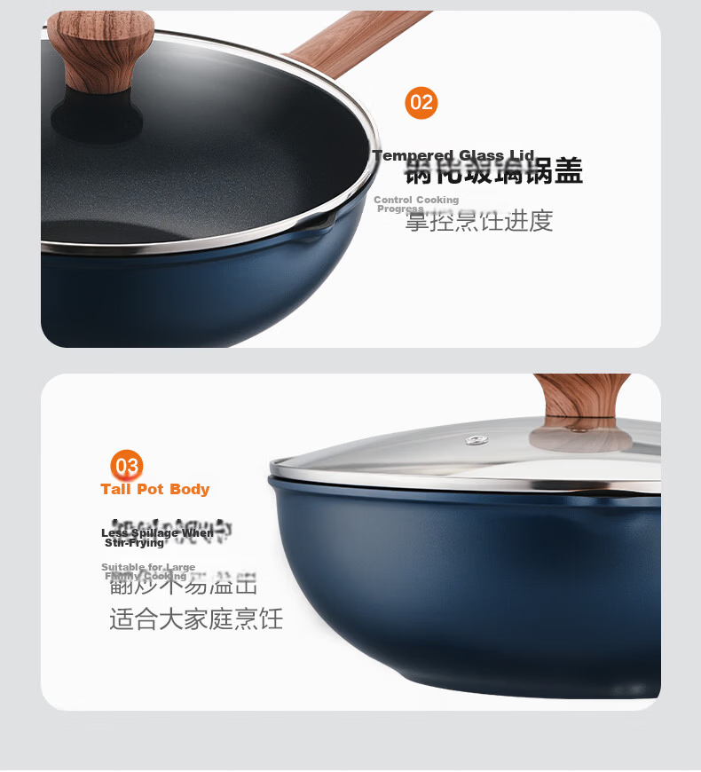 SUPOR Non-Stick Wok, Household Wear-Resistant Frying Pan, Smokeless Flat Bottom Pan, 30CM Stir-Fry Pan, Compatible with Gas And Induction Stoves 9