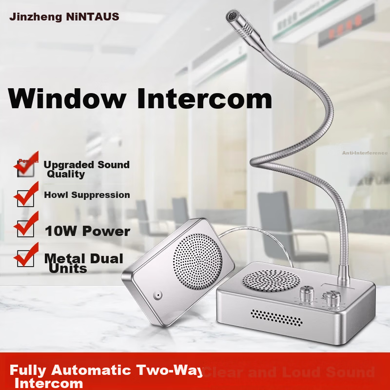NINTAUS FLCK-790-10W New Window Two-Way Intercom Microphone Amplifier for Hospital Bank Counter Station Post Office Restaurant Deli Stall Window Special Intercom